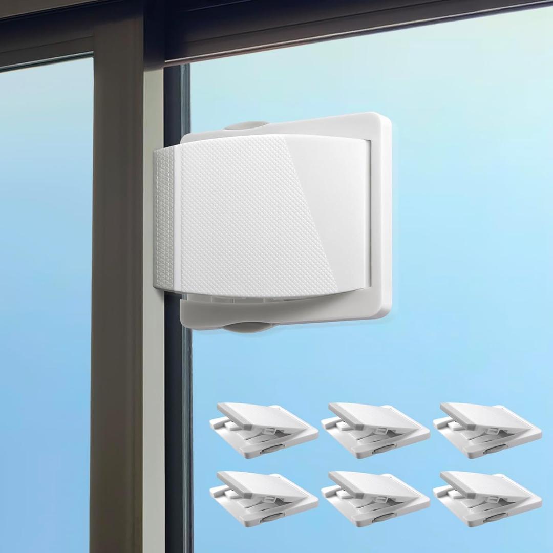 Sliding Door Lock, 6 Pack Child Safety Sliding Glass Door Lock for Sliding Glass Doors, Sliding Windows, Sliding Closet, etc. Easy to Installation Provides More Security for Your Baby and Pets (Gray)