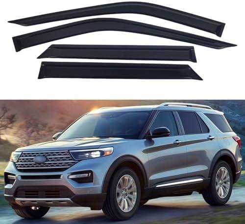 AceRide Window Visors for 2020-2024 Ford Explorer，Rain Guards Sun Shields Window Deflector，Tape-On Style，4PCS Pack of 2