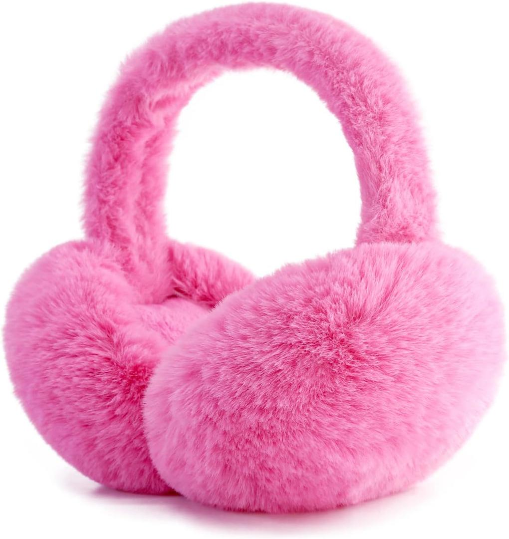 PIGBENGO Foldable Ear Muffs for Women Cold Weather Fluffy Earmuffs Winter Warm Headband Cute Slouchy Ear Warmers