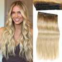 LADY MIRANDA Ombre Blonde Human Hair Extensions 18 Inch 100G 8PCS PU Weft Hair Extensions Real Human Hair Micro Bedas Remy Hair Extension Glueless Invisible Skin Weft for Daily Use (4M22, 18 Inch)
