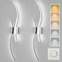 CANEOE Modern Wall Sconce Set of, 5CCT Dimmable Indoor Led Wall Sconce Lighting Set of 2, 31.5 Inch Wall Light Fixtures, Chrome Led Wall Lamps for Living Room Bedroom Bathroom Hallway