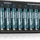 Rechargeable AA Lithium Batteries with Charger, 8Pack Li-ion Double a Batteries, 1.5V 3400mWh High Capacity, Cycle Times Over 1000+
