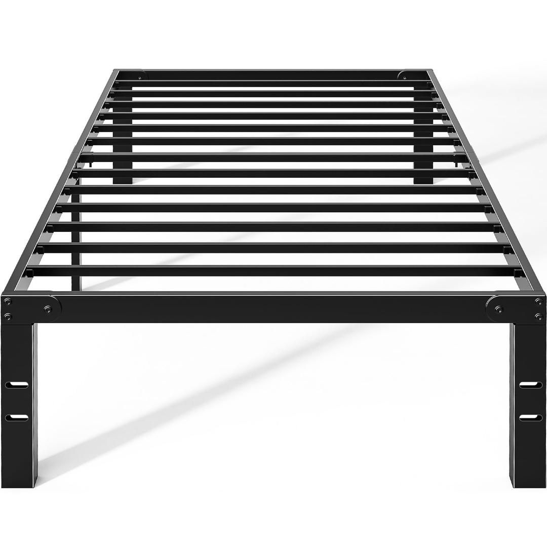 OLIXIS Queen Metal Platform Bed Frame - 14in High Heavy Duty Mattress Foundation with Storage Space, No Box Spring Needed, Sturdy Steel Slat Support, Easy Assembly, Black