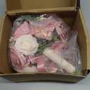 9 Inch Blush Pink Wedding Bouquets for Bride Bridesmaid, Artificial Fake Dusty Roses Gold Flowers Pearl Bridal Bouquet Pastel Spring Boho Rustic Wedding Decoration Toss Bouquet Prom Anniversary