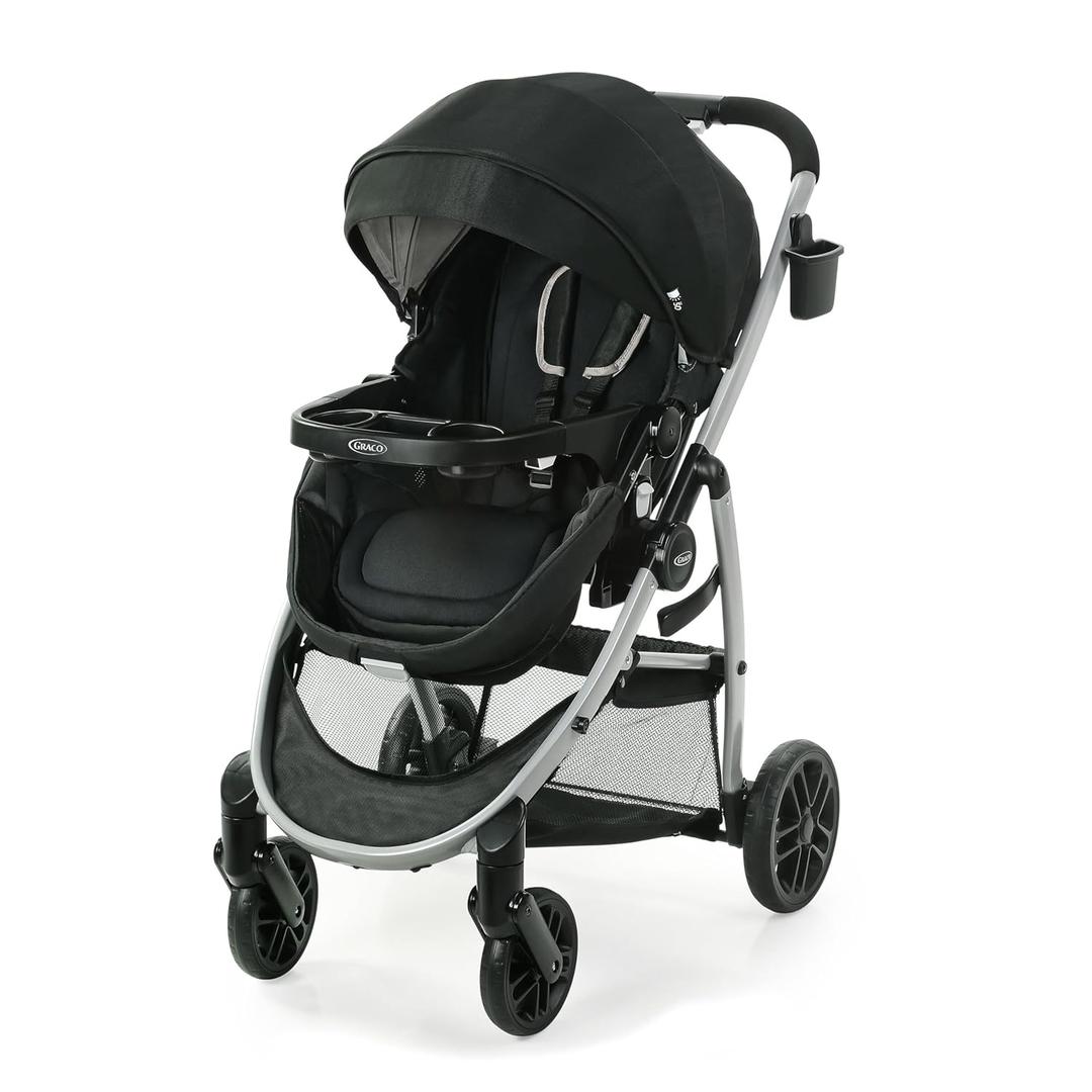 Graco Modes Pramette Stroller, Baby Stroller with True Pram Mode, Reversible Seat, One Hand Fold, Extra Storage, Child Tray, Pierce (Nico)