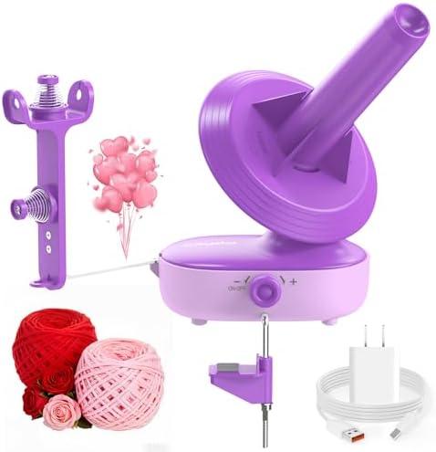 Caydo A1 Max Electric Yarn Winder, 10oz Large Automatic Ball Winder for Crocheting, Dual-Spring Strong Tension Stepless Speed Yarn Cake Spinner Organizer, Ideal Present for Crochet Lovers(Purple)