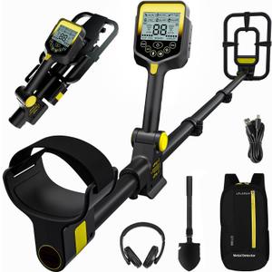 LOLARAN Metal Detector for Adults Professional, Up to 20 Hours of Extended Runtime, Adjustable Retractable Foldable Metal Detector Waterproof High Accuracy Gold Detector, Backlit LCD Display