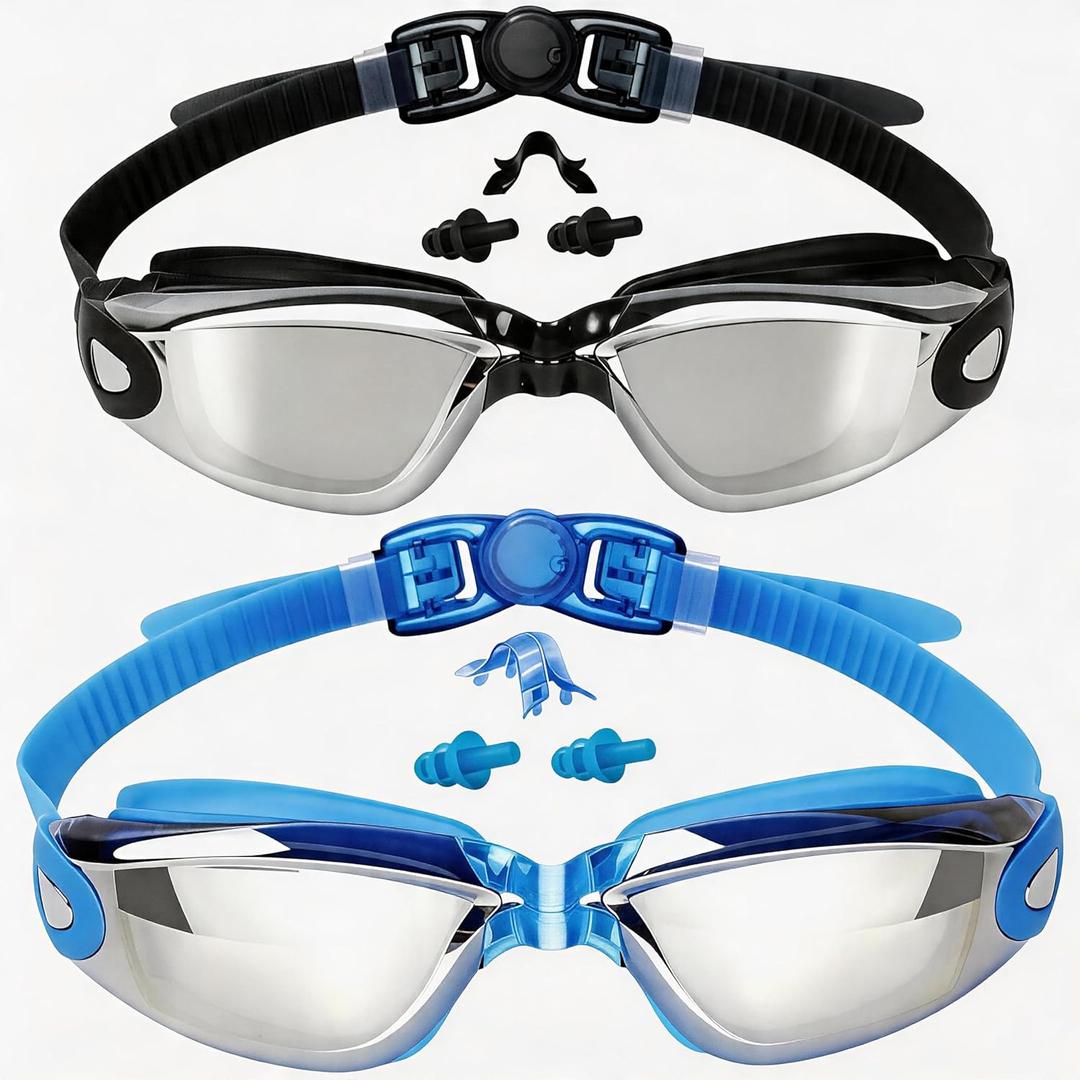 EverSport Kids Swim Goggles, Pack of 2 Swimming Goggles for Children Teens, Anti-Fog Anti-UV Youth Swim Glasses for Age4-16 (Black, M)