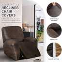 ANARACHON Leather Look Recliner Chair Covers, 4-Pieces Stretch Recliner Cover, Soft Reclining Chair Slipcover, Washable Furniture Protector for Lazy Boy Recliner (1 Seater, Brown)