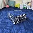 Thickened Plush Foam Interlocking Floor Carpet Puzzle Mat, 18 pcs 12x12x0.4 in Fluffy Square Puzzle Foam Carpet Tiles with Edgings, Soft Shaggy Area Rug Mats(Color:Navy)