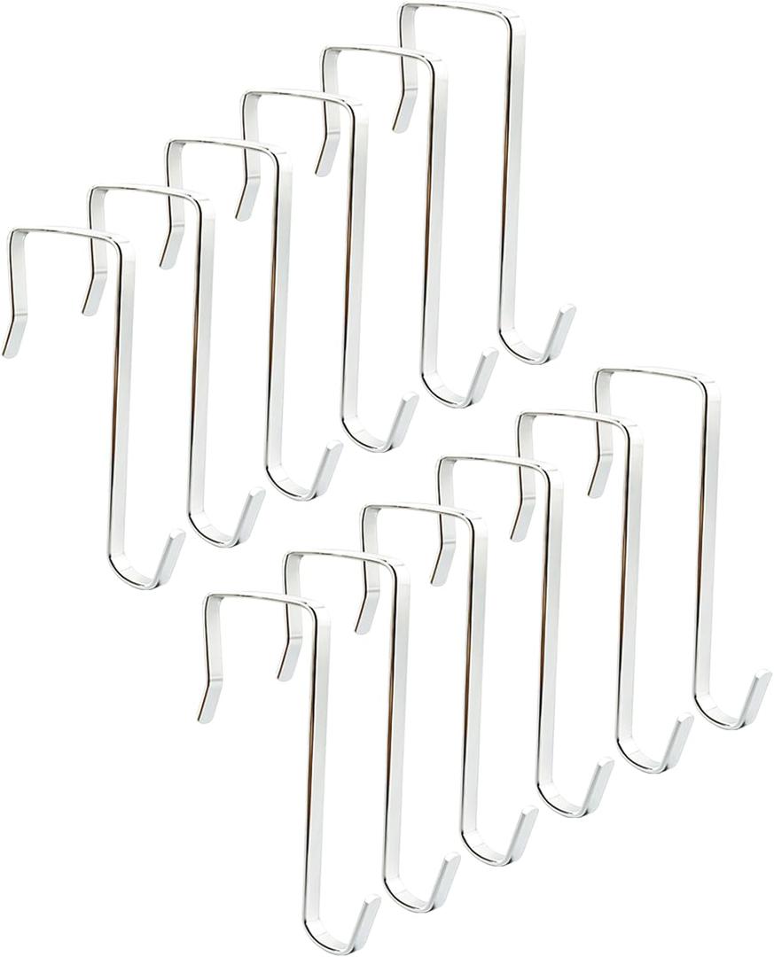 12 Pack Over The Door Metal Hook Hanger - Fits Interior Doors 1.45" Over The Door Towel Racks for Bathroom,Kitchen Hanging Clothes, Towels, Hats, Coats, Bags