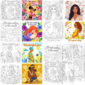 Honoson 6 Pcs 6 Inch Pre Drawn Outline Canvas Paint Kit with Pictures for Adults Paint Party Stretched Canvas Art Boards Set for Adult Beginner (Mother's Day)