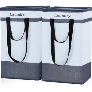 FairyHaus Laundry Basket 100L, 2Pack Laundry Hamper with Easy Carry Handles, Collapsible Laundry Baskets Hampers for Bathroom Clothes Storage Black