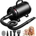 Dog Dryer Pet Hair Blower High Velocity for Grooming, Blow 3800W/5.2HP for Large Dogs Sechoir Pour Chien with Stepless Adjustable Speed, 4 Different Nozzles and Dog Brush,Black