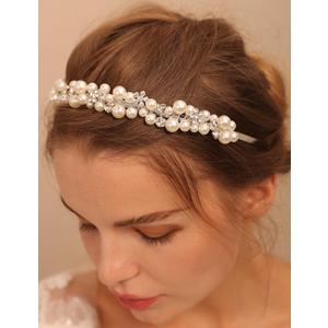 Elegant Rhinestone Pearls Wedding Headpiece Pearls Headband Wedding Headband for Women Bridal Hair Accessories for Women (silver)