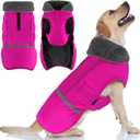Doglay Dog Coat, Waterproof Dog Jacket Pet Winter Coat for Cold Weather with Thicken Furry Collar, Reflective Puppy Winter Jacket Warm Fleece Lining for Small Medium Large Pets (M(Chest : 15.75-23.6" , Back : 13.38"), Pink)