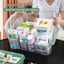 Clear Medicine Organizer Storage Box with Tray and Handle, First Aid Box Plastic Portable Thickened Medicine Container Chest Medical Case Medicine Caddy with Lids Handles