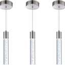 3 Pack Mini Pendant Light,Satin Nickel Kitchen Lighting with Led Bulb, Updated 3D Generation Preminum Bubble Chandelier Light Fixture for Kitchen,Dining Room,Living Room,Corridor