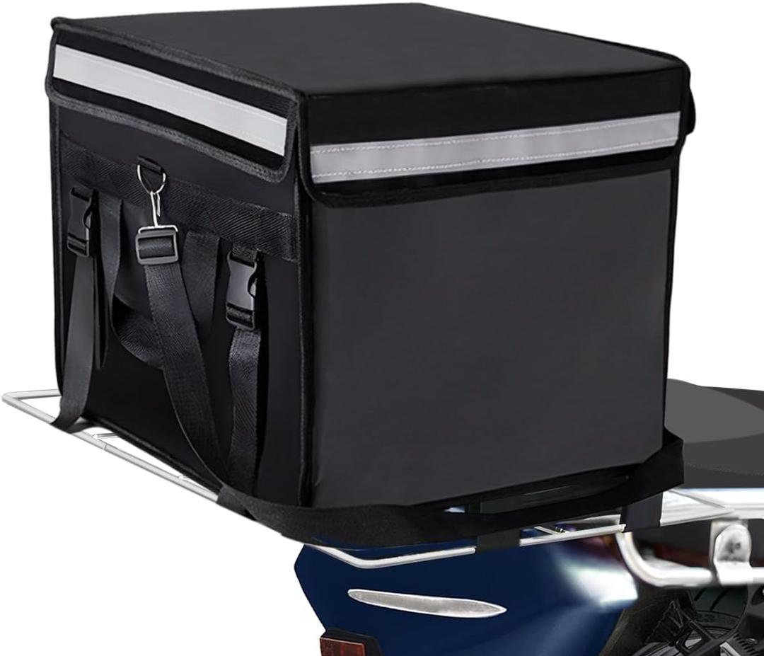 TooCust Large Insulated Food Delivery Bag with Fixed Base and Internal Frame, XXXL 20.5" x 16" x 16", Commercial Pizza Delivery Bag w/Divider, Waterproof & Foldable Catering Bag Food Deliveries, Black, XXXL-20.5" x 16.5" x 16.5"