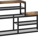 Shoe Rack Bench Shoe Storage Organizer with Seat, 5-Tier Industrial Free Standing Shoe Rack for Entryway, Narrow Shoe Rack Organizer Shelves for High Heels, Entryways, Hallways, Closets,Brown