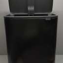 Brabantia Bo Hi Touch Top Trash Can - 2 x 8 Gal Inner Buckets (Matt Black) Waste/Recycling Garbage Can, Removable Compartments, Raised Legs