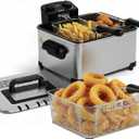 Alpha Living Electric Deep Fryer 4.5L Deep Fryer with Basket with 2-Quart and 4-Quart Baskets High-Grade Stainless Steel Temperature Control and Timer Ideal for Fried Chicken, Fries