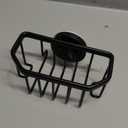 TAILI Sponge Holder with Strong Suction Cup, Dish Sponge Caddy Inside Sink Removable, Rustproof Aluminum for Sponges, Brushes, Stoppers and Scrapers - Black