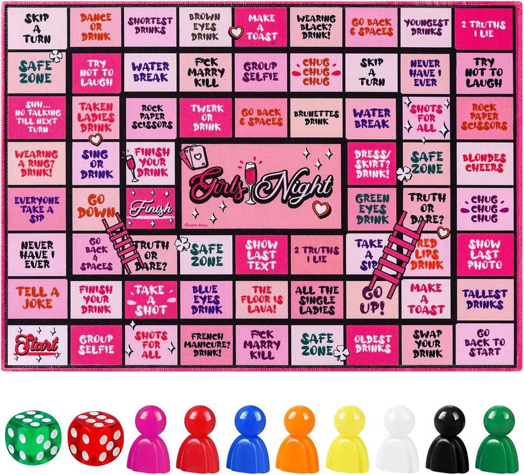 Fofeadm Drinking Games for Adult, Girls Night Rubber Mat Drinking Board Games, Funny Party Interactive Drinking Games for Girls Night, Bachelorette Party, Age 21+, 2-8 Players