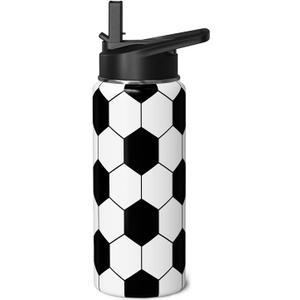 Soccer Water Bottle 18oz Insulated Sports Water Bottles Soccer Gifts for Men Women Gift for Coach Lovers Fan Players Stuff Accessories for Boys Girls