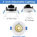 3 Inch Waterproof recessed Shower Lights, 9W COB 3 Colors Adjustable Gimbal Ceiling Recessed Lighting for Bathroom,Bedroom,Kitchen,Balcony