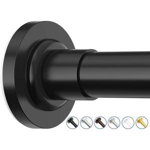 SUNALLY Shower Curtain Rod Adjustable 32-75 Inch, Spring Tension Shower Rods Stainless Steel Telescoping Curtain Rod for Bathroom or Windows, No Drilling, No Slip, No Rust, Black