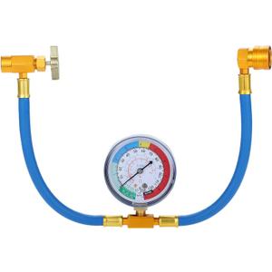 AC Charge Hose with Gauge, R134A Car AC Refrigerant Recharge Hose Kit, Come with R134A Piercing Can Tap 1/2ACME Valve & R134A Quick Coupler Fits for Car Air Conditioning Refrigerant 250 PSI