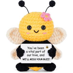 Farewell Gifts for Coworkers, Coworker Leaving Gifts for Women, Coworker Going Away Goodbye Presents for Boss Friends Employees, Retirement Gift for Women - Crochet Bee Affirmation Support Desk Decor