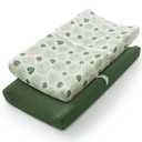 Blissful Diary Muslin Changing Pad Cover for Girls Boys, Ultra Soft Breathable Cotton, Baby Diaper Change Table Pad Covers, 2Pack (Monstera Leaves&Dark Green)