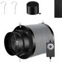 MELONFARM 6 inch Air Carbon Filter Smelliness Control with Australia Virgin Charcoal, Built-in 14cm Fan Low Nois and Speed Controller, Smelliness Scrubber for Inline Duct Fan, Grow Tent 6" x 8.3"