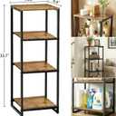 4-Tier Bathroom Shelving Unit, 33.7" H Narrow Open Floor Shelves, Metal Corner Slim Storage Rack for Bathroom Laundry Room Kitchen Living Room, Rustic Brown