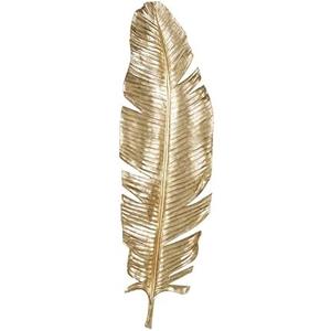 Deco 79 Polystone Bird Home Wall Decor Large Metallic Feather Wall Sculpture, Wall Art 14" x 3" x 47", Gold