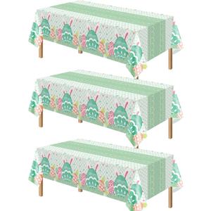 2 x Kelool Easter Decorations,3 Pack Easter Tablecloth 54 x 108 Inch,Plastic Table Cloth Disposable,Tablecloths Rectangular for Easters Party Decorations,Easters Eggs Table Cloth Cover,Green