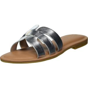 The Drop Women's Monika Flat H-Band Slide Sandal, Silver, Size: 8 The Drop Women's Monika Flat H-Band Slide Sandal, Silver, Size: 8