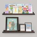 Picture Ledge Shelf with Lip, Brown Floating Shelves for Wall Set of 2, 24 inch Wall Floating Shelves for Bedroom Living Room Bathroom Kitchen