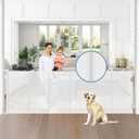 Reinforced 75 Wide Retractable Baby Gate with Support Rods, Upgrade Extra Long Retractable Dog Gates for Doorways Extra Wide Mesh Baby Gate Retractable Pet Gate for Stairs Child Safety Gate(White)