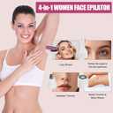 Women Face Epilator, 4-in-1 Body Shaver and Facial Epilator, Hair Removal for Faces, Rechargeable Electric Facial Hair Removal Devices for Face, Armpits, Eyebrows, Nose