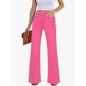 Women's Flare Jeans High Waisted Wide Leg Baggy Jean for Women Stretch Denim Pants M