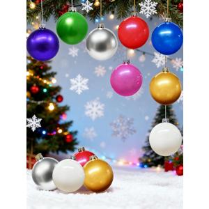 12 Pcs 10" PVC Inflatable Christmas Ornaments - Indoor/Outdoor Holiday Yard Decor Balls, Blow-Up Xmas Tree Decor for Front Decorations, Lawn & New Year Festive Decoration