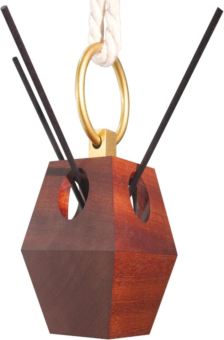 Meinvcisi Air Freshener Holder,Vintage Reed Diffuser Set, Latched Closure Hardwood Hanging Cage with 50ml Empty Refillable Perfume Diffuser Bottle for Hanging Fragrance Essential Oil Diffuser