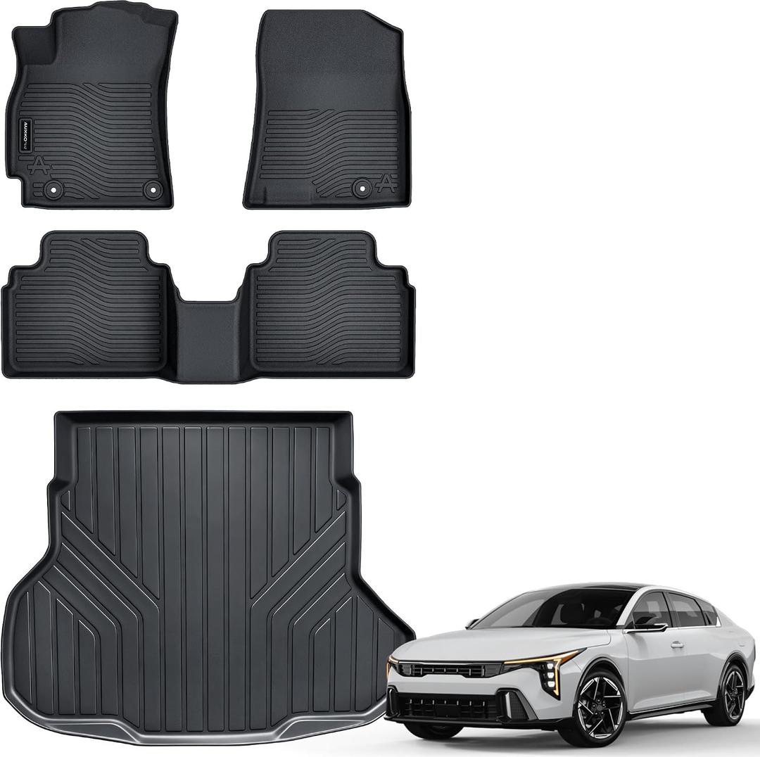 Auxko All Weather Floor Mats Cargo Mat Fit for 2025 2026 Kia K4 Sedan TPE Liners Accessories for Kia K4 Sedan 2025 2026 All Season Guard Odorless Anti-Slip Floor Mats Cargo Liner