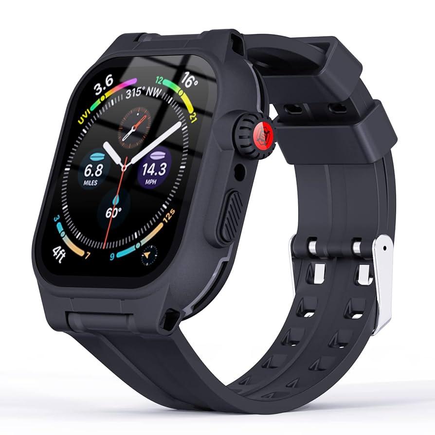 41mm Apple Watch Series 7 8 Waterproof Case,Shockproof Impact Resistant Case with Bulitin Screen Protector and Soft Strap Bands for Apple Watch Series 7/8 (41MM)