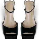 Women Square Toe Sandal Comfortable Open Toe Kitten Heel Ankle Strappy Sandal (9, Black)