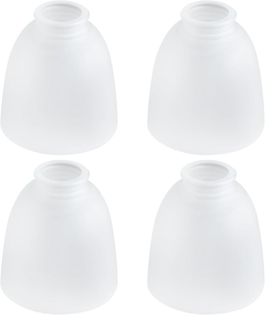 4 Pack White Frosted Glass Shade Replacements, Bell Shaped Glass Shade Covers for Ceiling Fan Light Fixture, 4.92"High, 4.72"Diameter, 1.65 "Fitter, High Transmittance Globe Lampshades