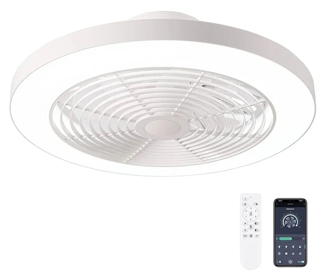 Orison Ceiling Fans with Lights, Low Profile Ceiling Fan with Lights and Remote, 6 Wind Speeds Smart Flush Mount Ceiling Fan for Bedroom, Kids Room and Living Room 19.7" (White)